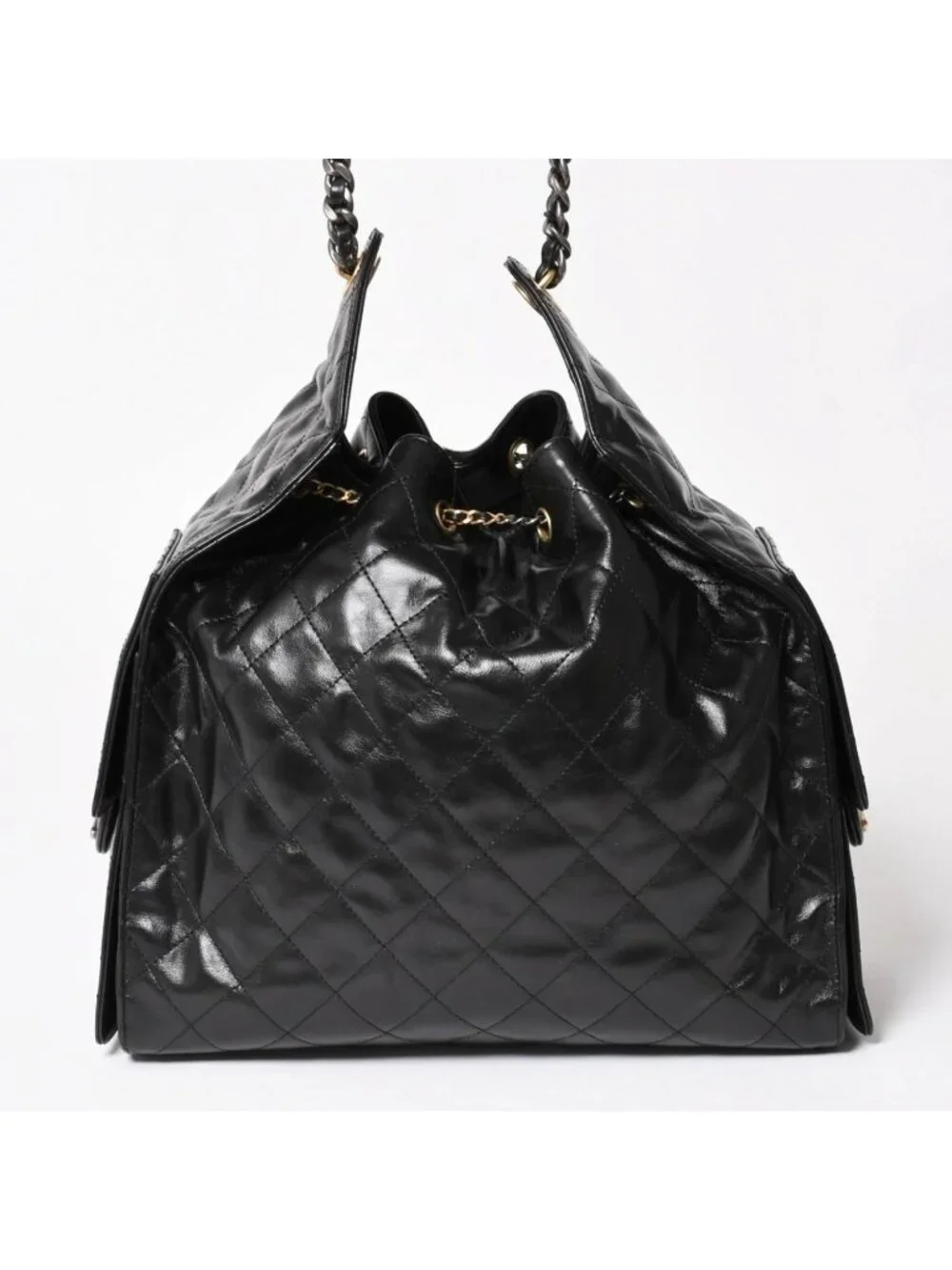 Chanel 25 Large Handbag Base Grained Calfskin CC Logo Black